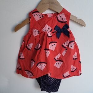Watermelon Print Dress - Red and Navy